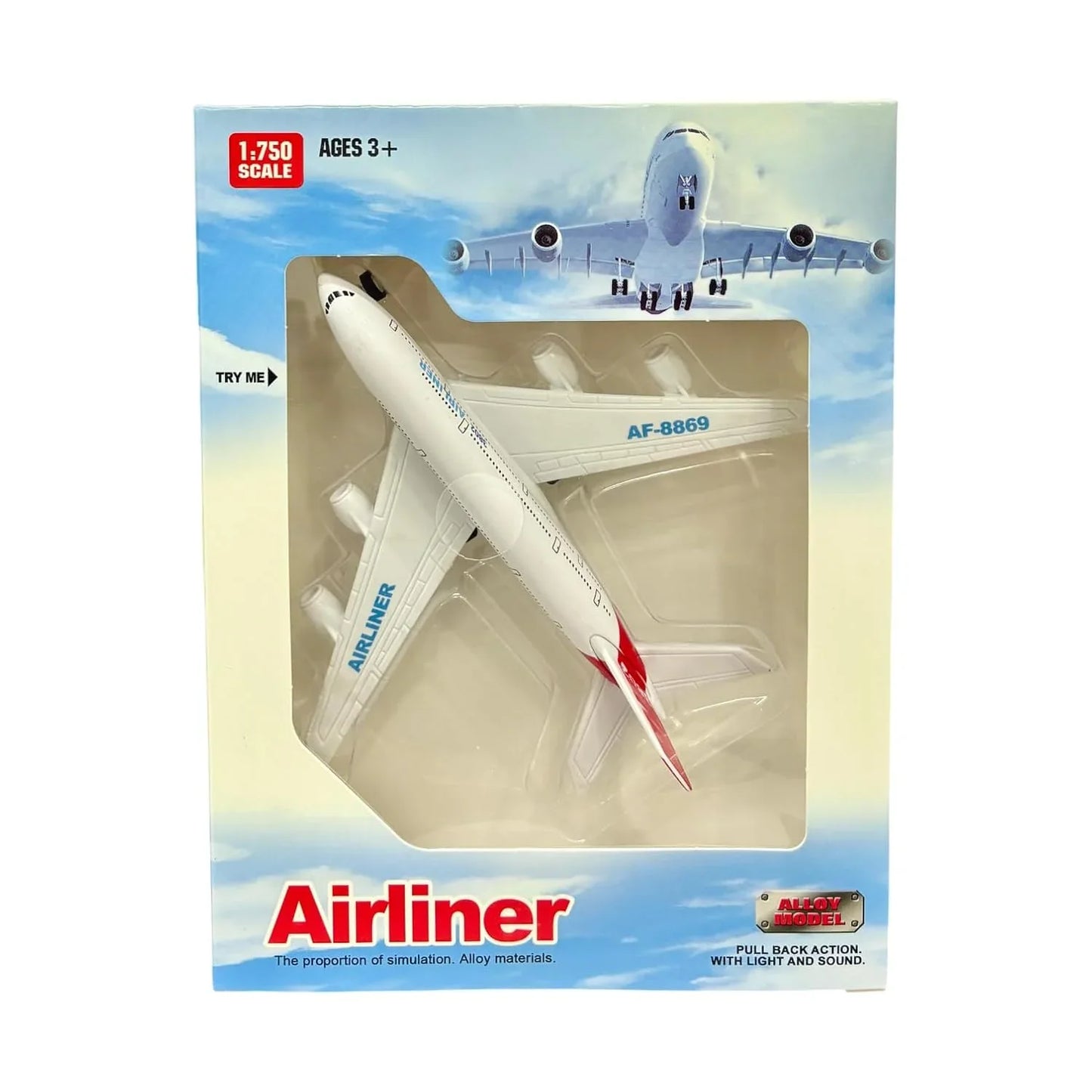 Airplane! 1:750 Scale Die-Cast Airliner – Mini Pullback Plane with Lights & Sounds | Compact Aviation Collectible - Jaiman Toys