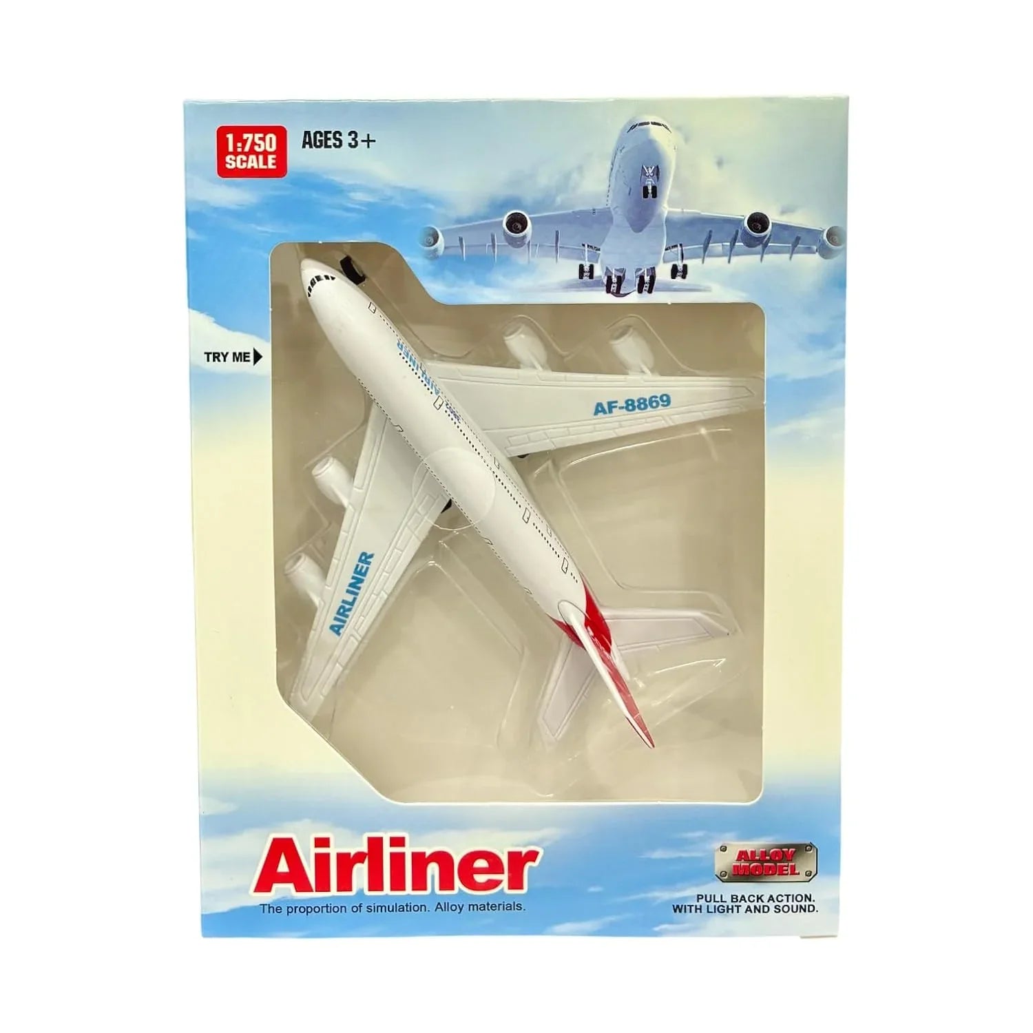 Airplane! 1:750 Scale Die-Cast Airliner – Mini Pullback Plane with Lights & Sounds | Compact Aviation Collectible - Jaiman Toys