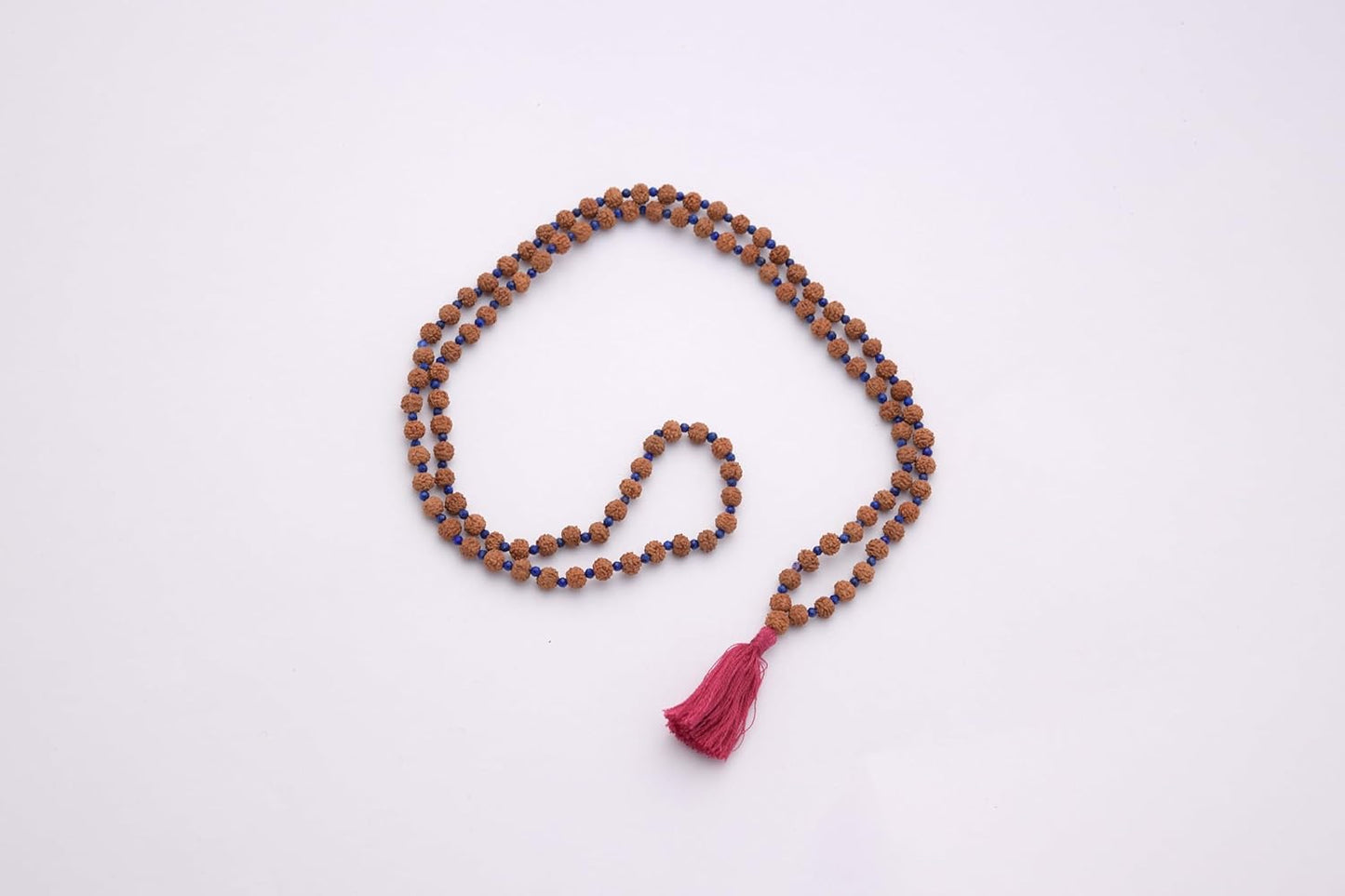 Maha Mala Lapis Lazuli & Rudraksha 108 Beads Mala – 3.5mm Rudraksha + 2mm Lapis | Handmade in India