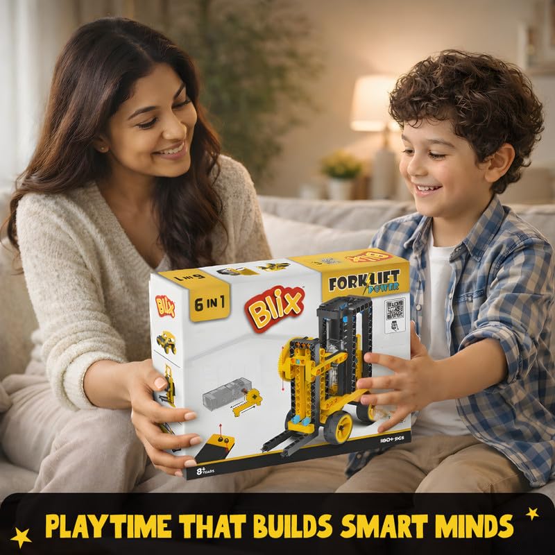 Blix Forklift Power 6-in-1 Motorised STEM Building Kit, 180+ Pieces, Ages 8+
