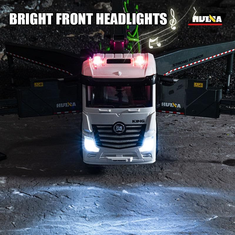 HUINA 1381 1:18 RC Concrete Pump Truck | 11CH 2.4GHz Semi-Alloy 4WD Engineering Vehicle with Water Spray, Lights & Sound