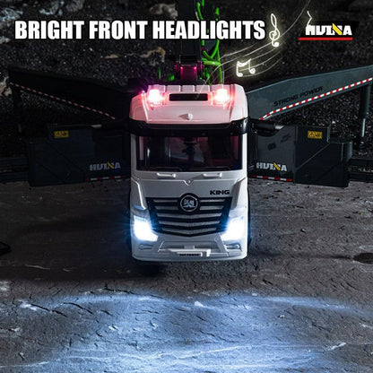 HUINA 1381 1:18 RC Concrete Pump Truck | 11CH 2.4GHz Semi-Alloy 4WD Engineering Vehicle with Water Spray, Lights & Sound