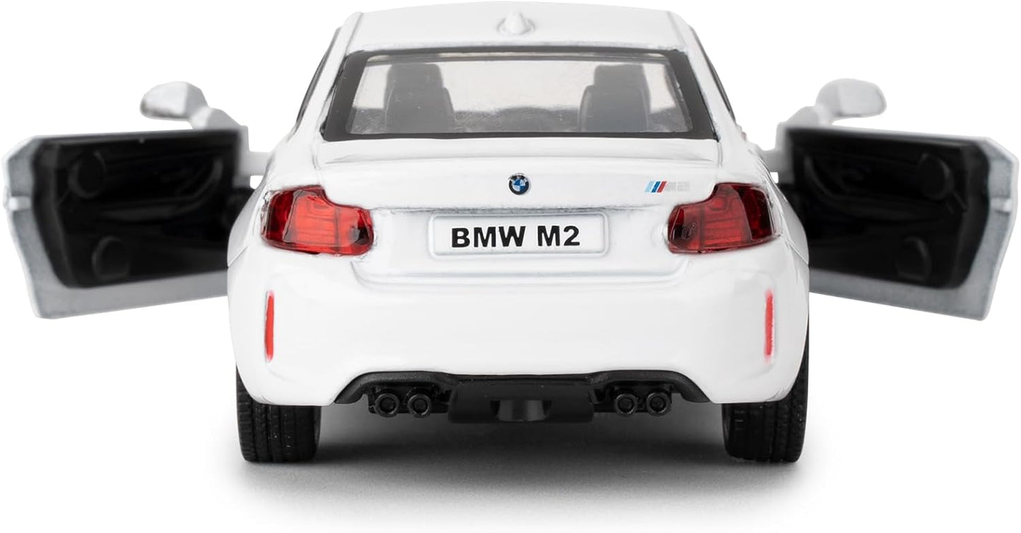 RMZ City BMW M2 1:36 Die-Cast Car Model | Pull Back & Go | Openable Doors | Blue & White Variants