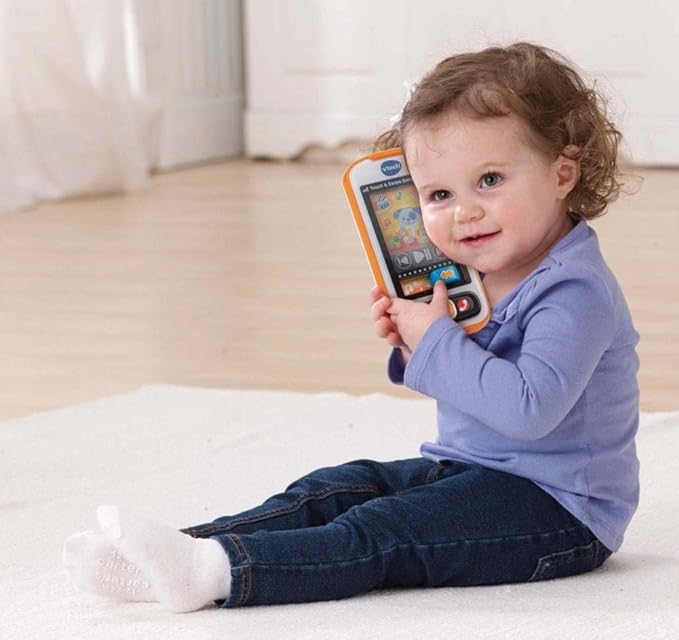 VTech Touch & Swipe Baby Phone Interactive Learning Toy with Lights, Sounds, Songs & Educational Activities | Orange