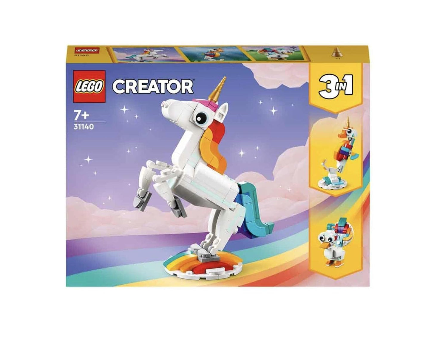 LEGO 31140 Creator 3in1 Magical Unicorn Building Set (145 Pieces) | Unicorn, Seahorse & Peacock Models | Fantasy Animal Toy for Kids 7+
