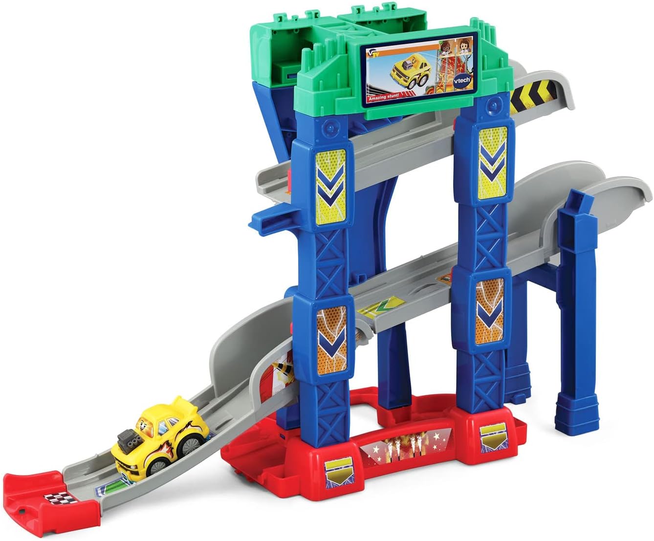 VTech Go! Go! Smart Wheels 4-in-1 Zig-Zag Raceway | Interactive Multi-Level Raceway Playset with SmartPoint® Vehicle, Lights, Sounds & 4 Track Configurations