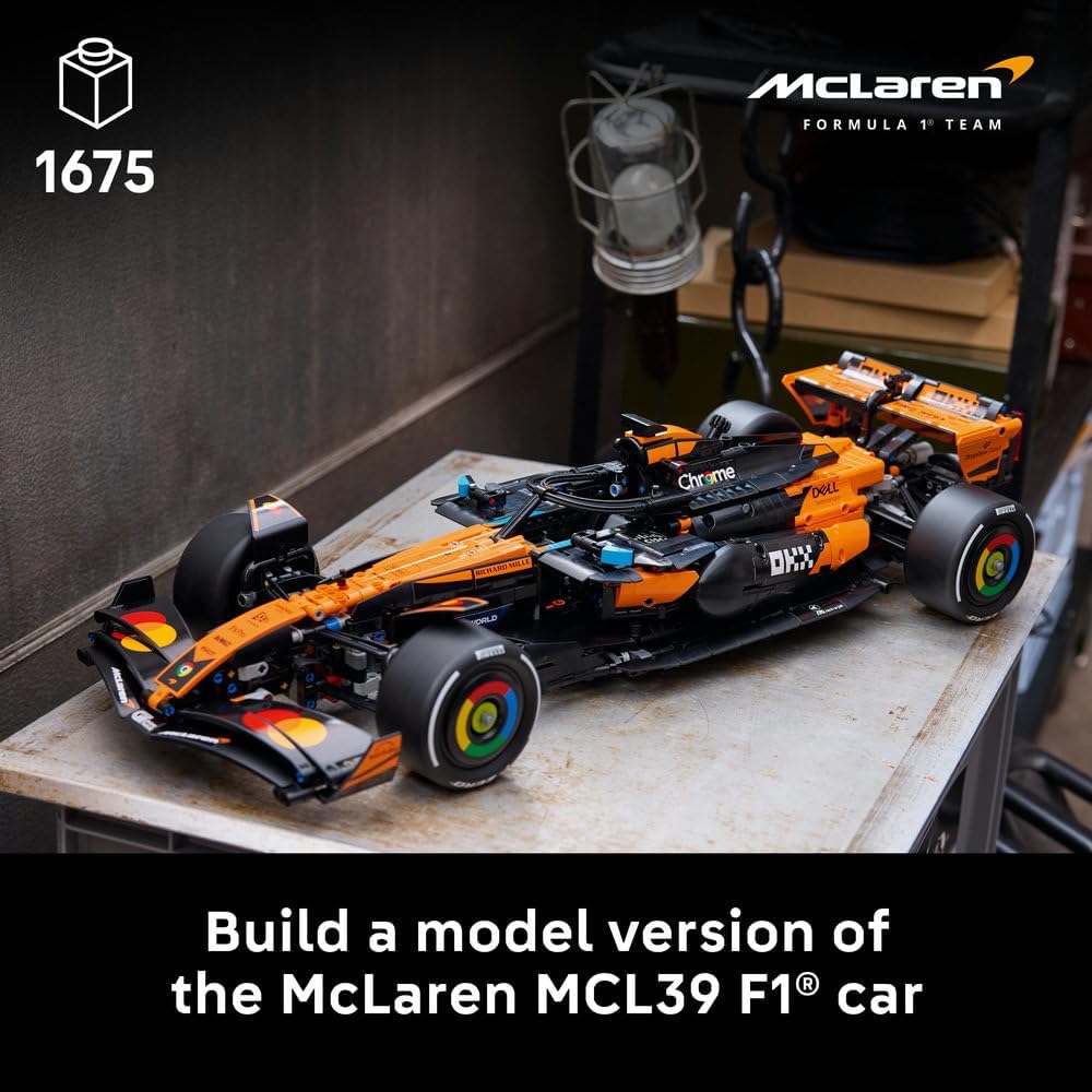 LEGO 42228 Technic McLaren MCL39 F1 Car – 1,675-Piece 1:8 Scale Formula 1 Model Building Set for Adults, Ages 18+
