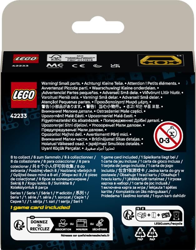 LEGO 42233 Technic Mighty Machines Mystery Box – 1 Random Construction Vehicle Building Toy with Collectible Card, 44 Pieces, Ages 7+