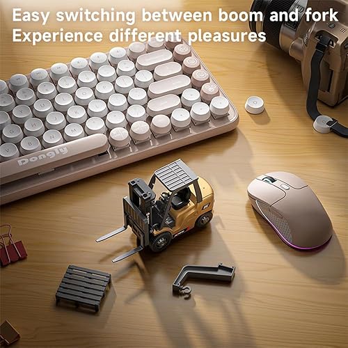 TRASPED 1:64 Scale RC Forklift Toy | 2.4GHz App & Remote Control Forklift with Lights & Sound | Alloy Construction Vehicle