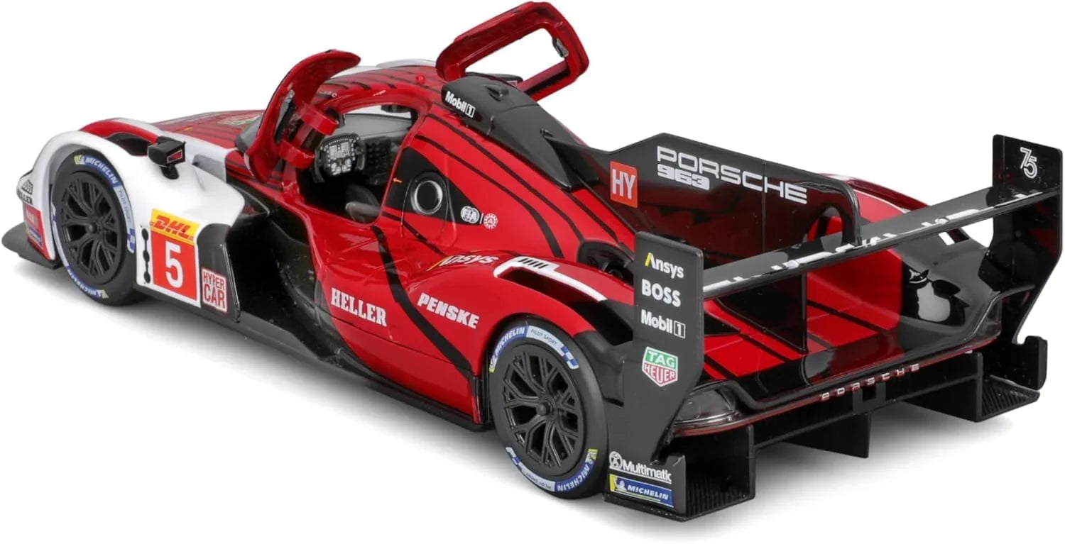Bburago Metal Die-Cast - 1/24 Scale Model Compatible With Porsche Lmh 963 9Rd 4.6L Turbo V8 2023 Sports - Racing Car Model Red - Jaiman Toys