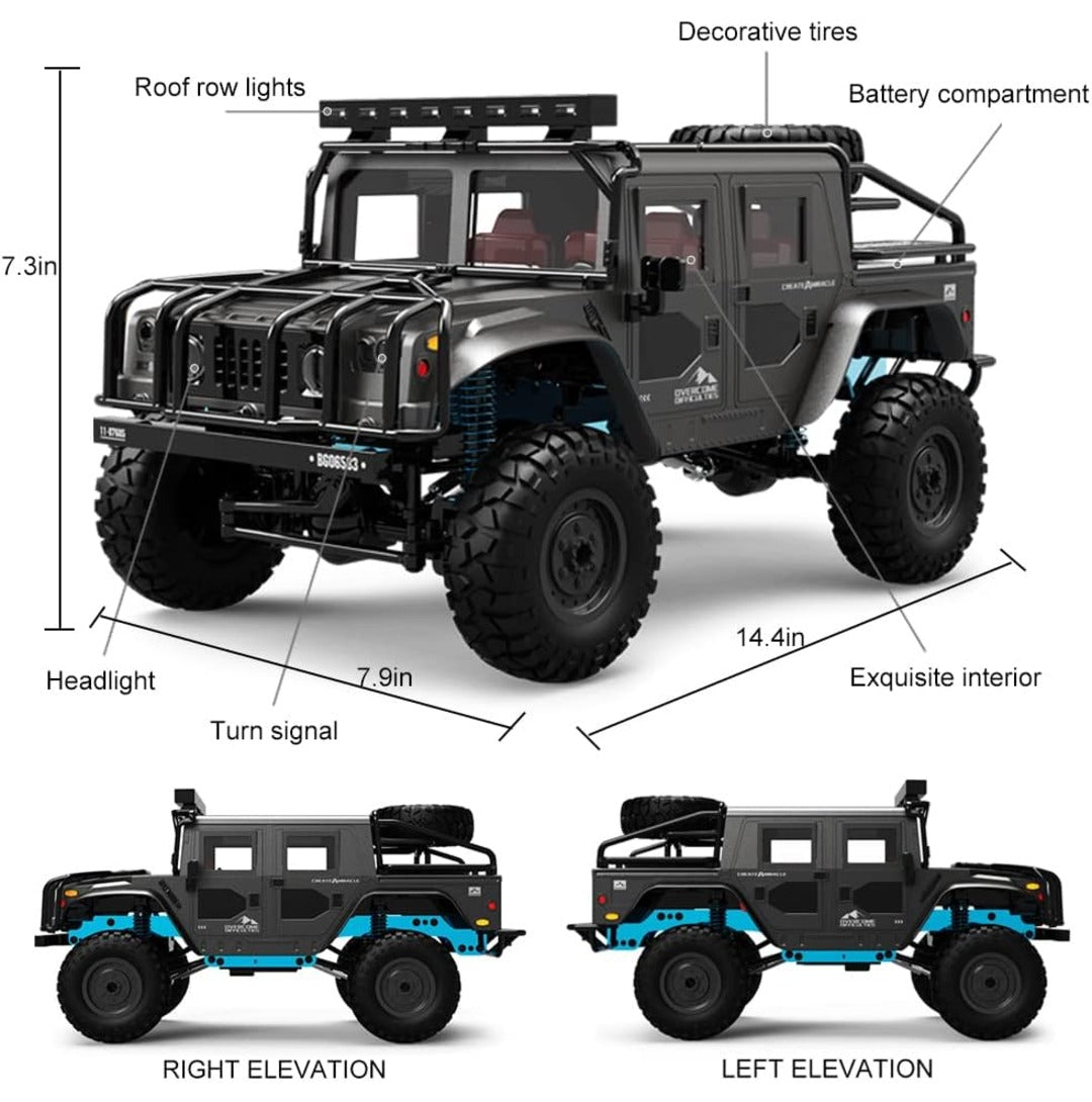 JJRC Q121 H1 HURTLE 1:12 Scale 4WD RC Crawler – Full Proportional Control Off-Road Truck (Grey)