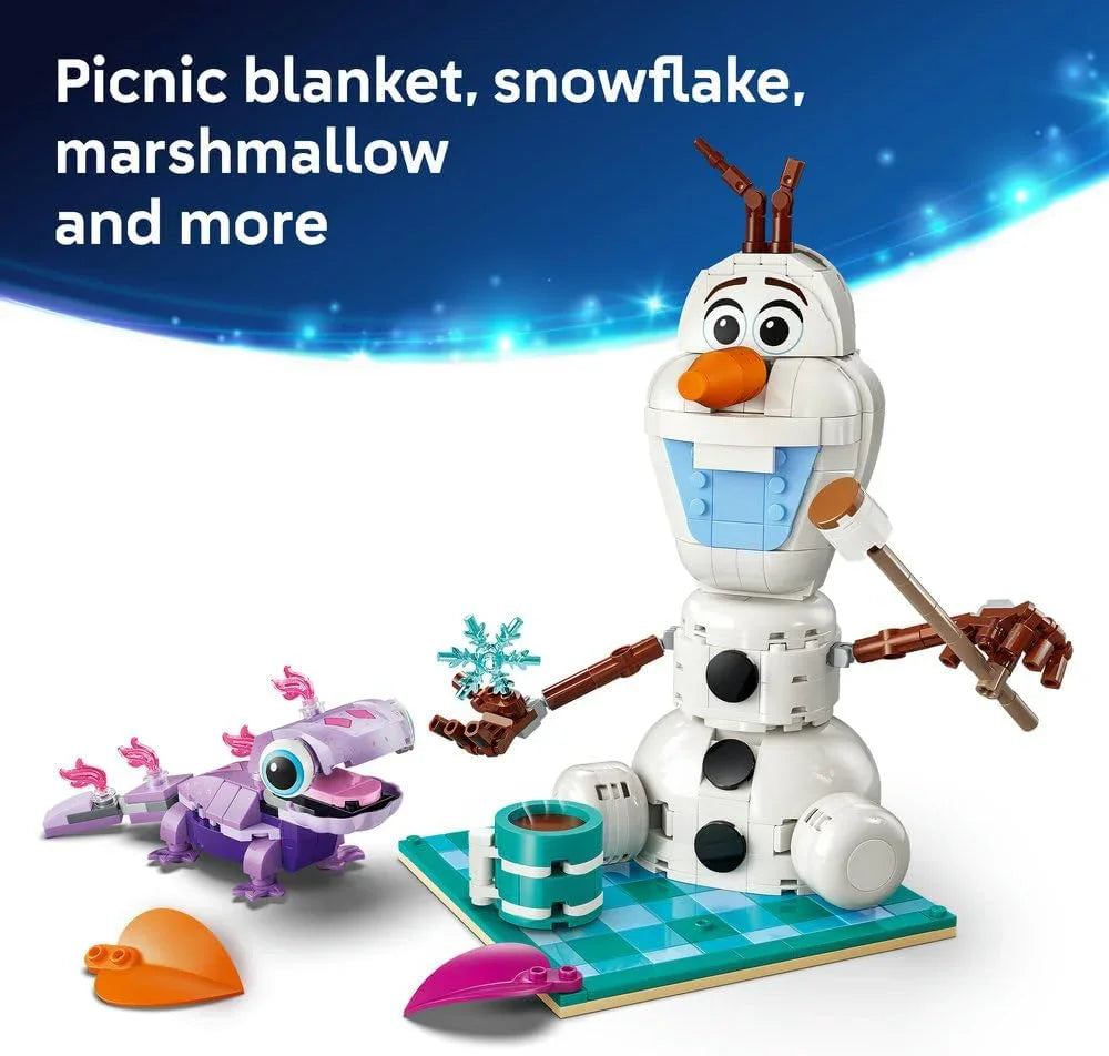 LEGO 43287 Disney Frozen Olaf and Bruni's Picnic Fun Toy - Snowman Figure w/a Picnic Blanket & Accessories - DIY Bedroom Decor - Gift for 7+ Year Old Girls & Fans