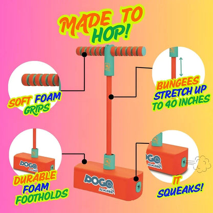 Innov8 Pogo Jumper, Kids Active Play Toy with Foam Base, Squeaking Sound, Indoor Outdoor Use, Ages 5+, Orange/Mint - Jaiman Toys