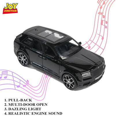 JOY JUNCTION Rolls Royce 1:32 Scale Alloy Metal Pullback Die-Cast Model Car – Black with Lights, Music & Openable Doors - Jaiman Toys