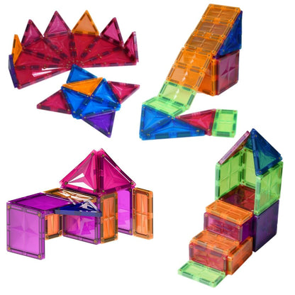 Zephyr Learning Steps Magnetix-4 Magnetic Tiles Building Set – 56 Pieces, Ages 3+