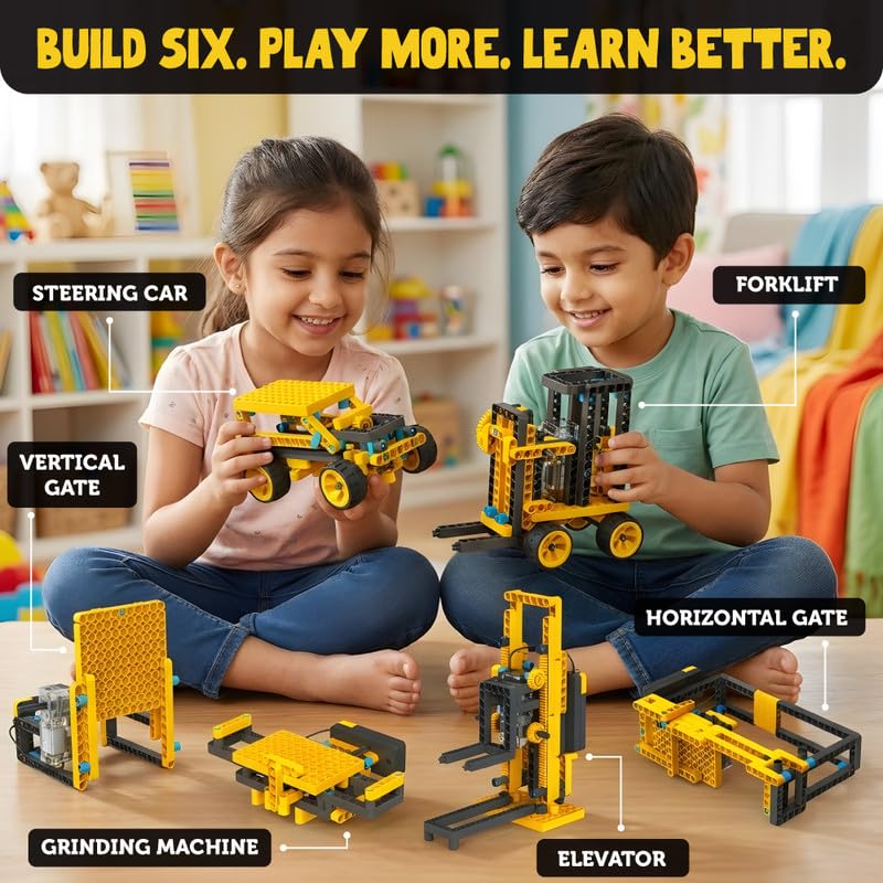 Blix Forklift Power 6-in-1 Motorised STEM Building Kit, 180+ Pieces, Ages 8+