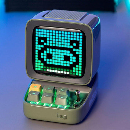 Divoom Ditoo-Mic Bluetooth Speaker with Karaoke Microphone - RGB Keyboard and Pixel Display Desktop Decor, Different Sound Modes, Ideal Gifts for Home Party, Mobile KTV (Green)