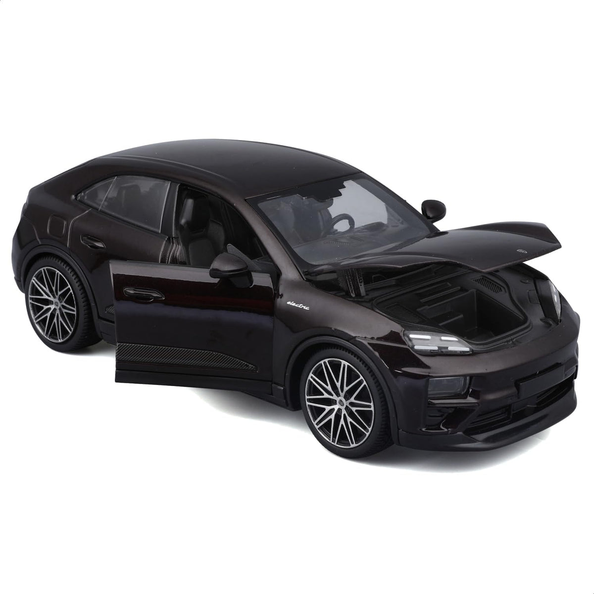 Bburago 1:24 Black Porsche Macan Turbo Electric Die-Cast Metal Scale Model Car | Detailed Collectible Luxury Electric SUV Model for Porsche Fans & Car Collectors