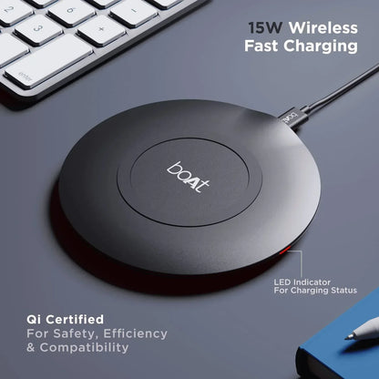 Boat Floatpad 350 Qi Certified Wireless Charger with 6Mm Transmission Range, Smart Ic Protection Against Damage & 1 USB Type C Output Cable for Cellular...
