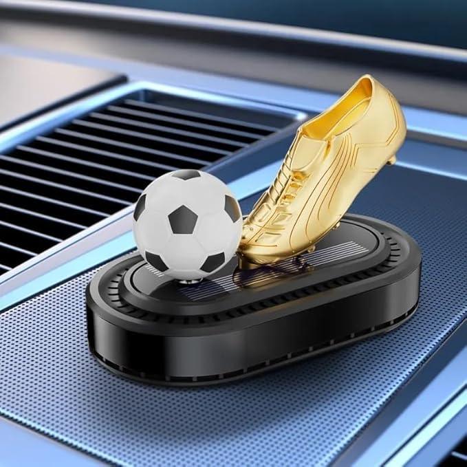 Football with Golden Boot Solar Powered Car Perfume Diffuser – Auto-Rotation Dashboard Fragrance Dispenser