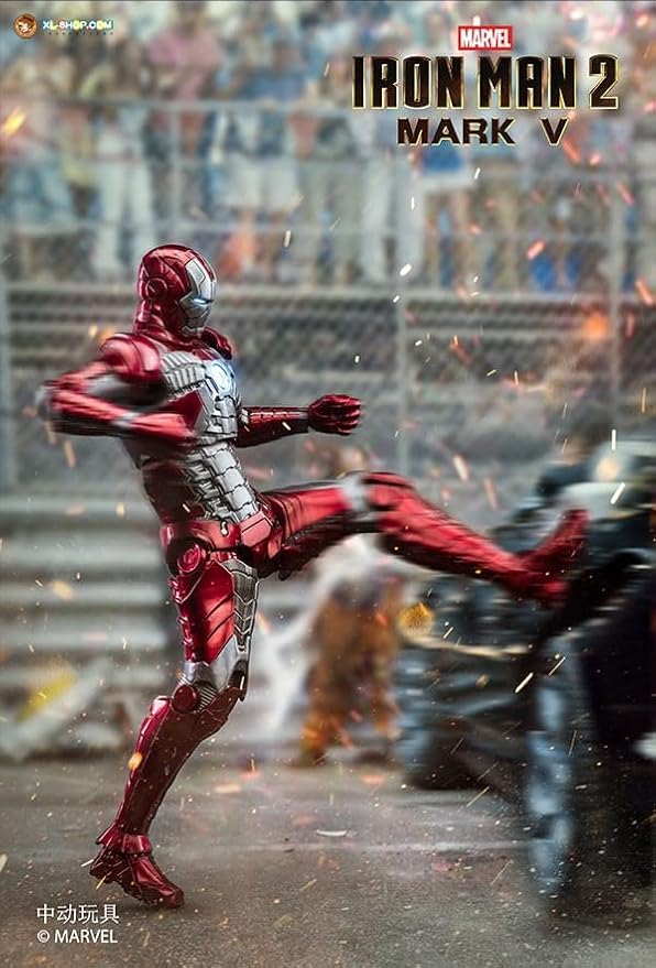 ZD Toys Marvel 1:10 Scale Iron Man Mark V – Hall of Armor Set (Set of 7) | Light-Up Action Figures