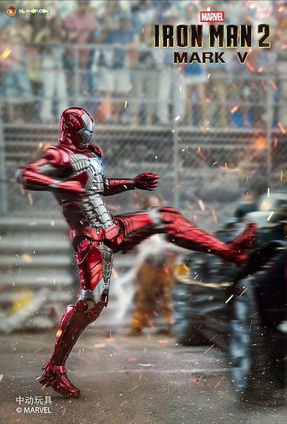 ZD Toys Marvel 1:10 Scale Iron Man Mark V – Hall of Armor Set (Set of 7) | Light-Up Action Figures