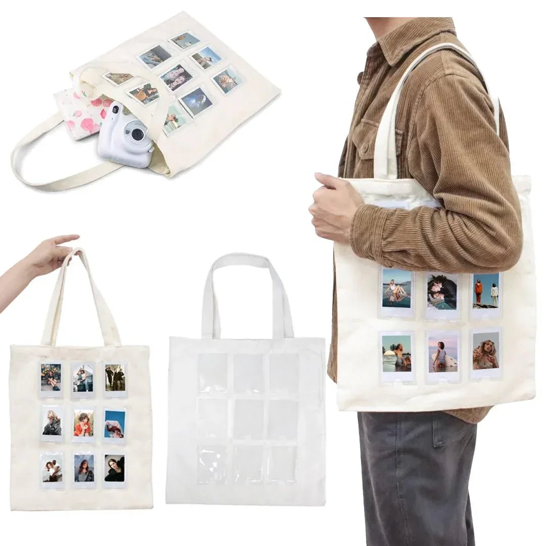 Instax Mini Photo Display Canvas Tote Bag | Custom Photocard Holder Bag