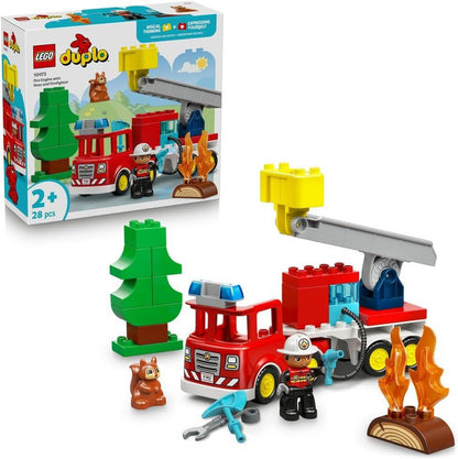 LEGO DUPLO 10473 Fire Engine with Hose and Firefighter - Educational Motor Skills Toy - Red Truck w/a Ladder, Figure and a Squirrel - Birthday Gift for 2+ Year Old Boys & Girls