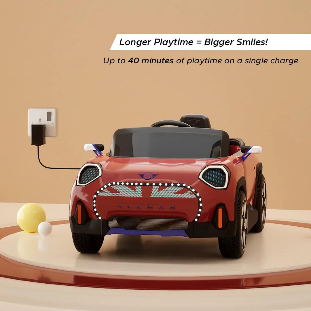 EMotorad Formula Fun MINI Cooper Aceman Ride-On Car for Kids – Battery Operated with Remote Control