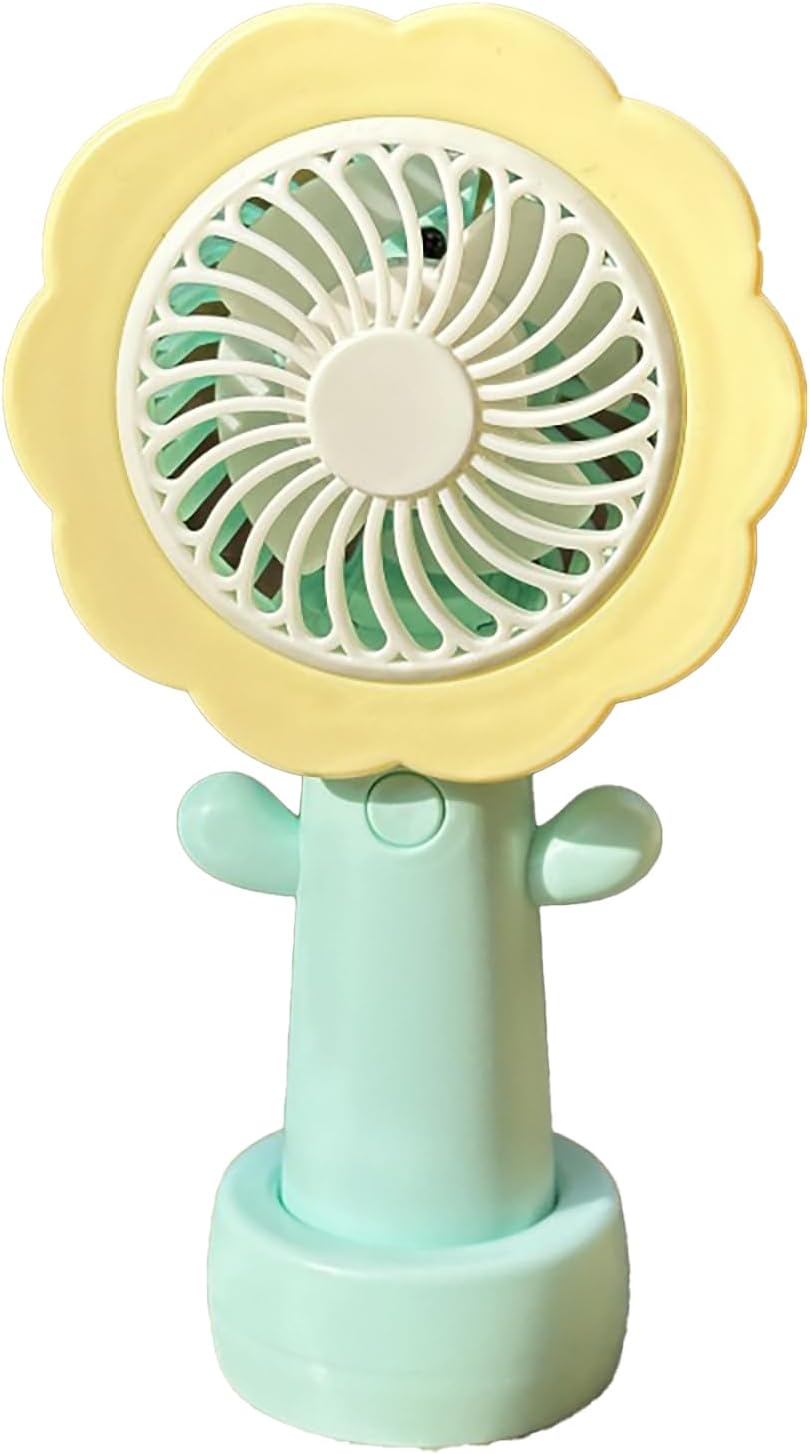 Portable Handheld Mini Fan with Stand – Flower Design Personal Cooling Fan for Travel, Office & Outdoor Use (Pack of 1)
