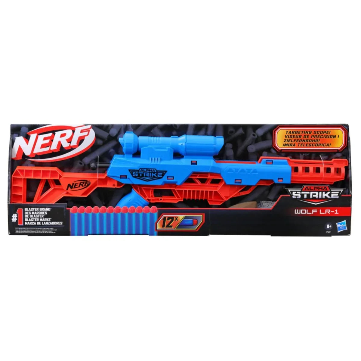Nerf Alpha Strike Wolf LR-1 Blaster with Targeting Scope, 12 Nerf Darts, Toys for Kids Teens and Adults, Fun Gift Toy for Boys, Birthday Gift