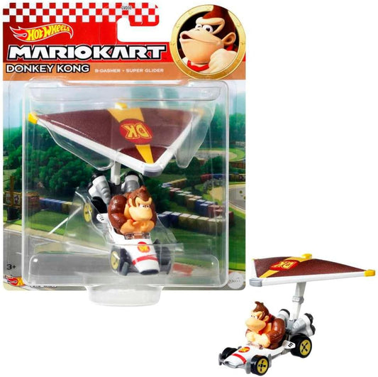 Hot Wheels Mario Kart Donkey Kong Die Cast Glider Car | B-Dasher Kart with Super Glider | 1:64 Collectible Toy | 3+ Years
