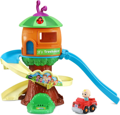 VTech CoComelon Go! Go! Smart Wheels Treehouse Track Set | Interactive Treehouse Raceway Playset with JJ SmartPoint Vehicle, Lights, Sounds & Educational Play