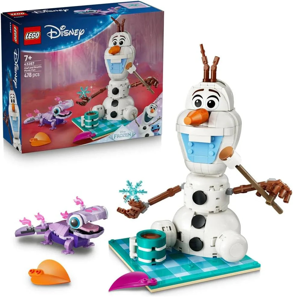 LEGO 43287 Disney Frozen Olaf and Bruni's Picnic Fun Toy - Snowman Figure w/a Picnic Blanket & Accessories - DIY Bedroom Decor - Gift for 7+ Year Old Girls & Fans