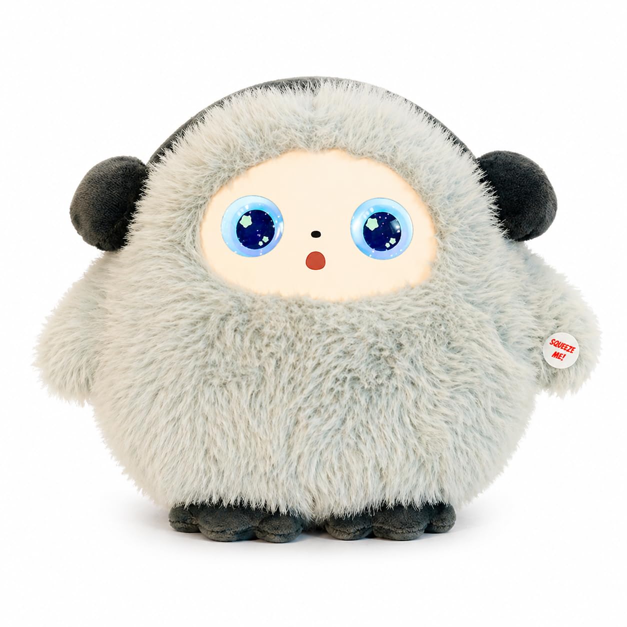 AI Interactive Plush Toy with LED Eyes | Smart AI Talking Plush Companion | App-Controlled Intelligent Plush Robot | Soft Rechargeable Interactive Toy | Grey | 9 Inch