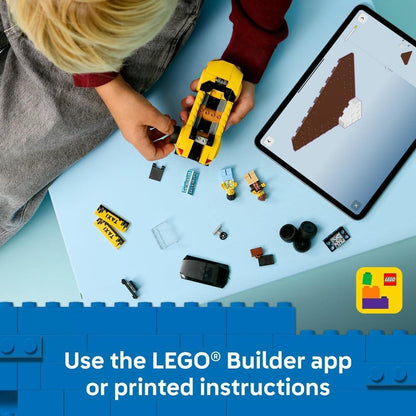 LEGO City 60487 Yellow Taxi Cab Toy - EV Car Model Kit w/ 2 Minifigures & Removable Roof - Fine Motor Skills Set - Small Birthday Gift Idea for 5+ Year Old Boys