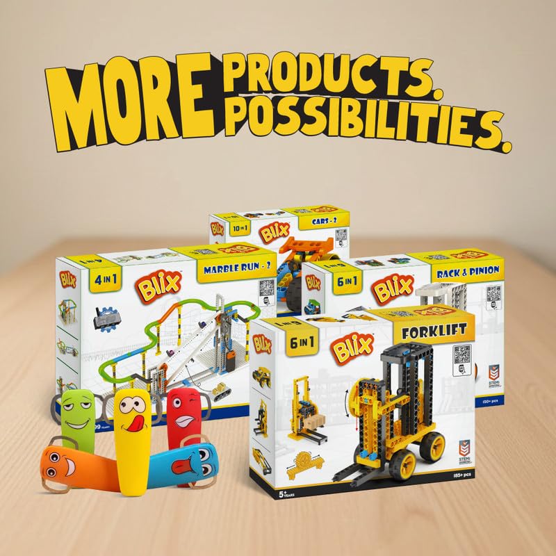 Blix Forklift Power 6-in-1 Motorised STEM Building Kit, 180+ Pieces, Ages 8+