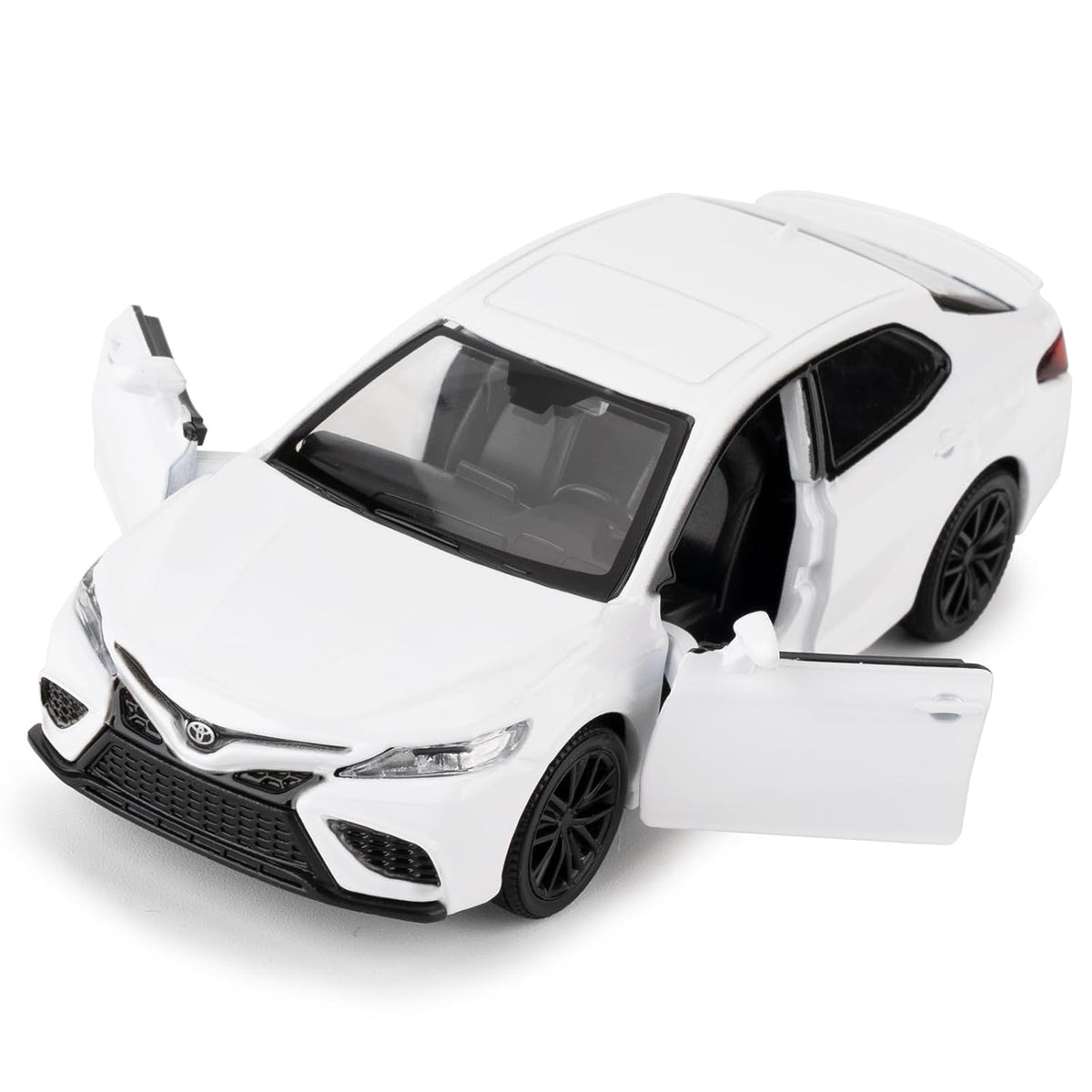 RMZ City Toyota Camry 1:32 Scale Die-Cast Model Car – Black & White Collectible Luxury Sedan with Opening Doors, Pull-Back Action,