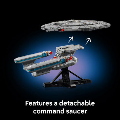 LEGO 10356 Icons U.S.S. Enterprise NCC-1701-D Starship Model – Collectible Display Set with Minifigures | Advanced Building Set for Adults