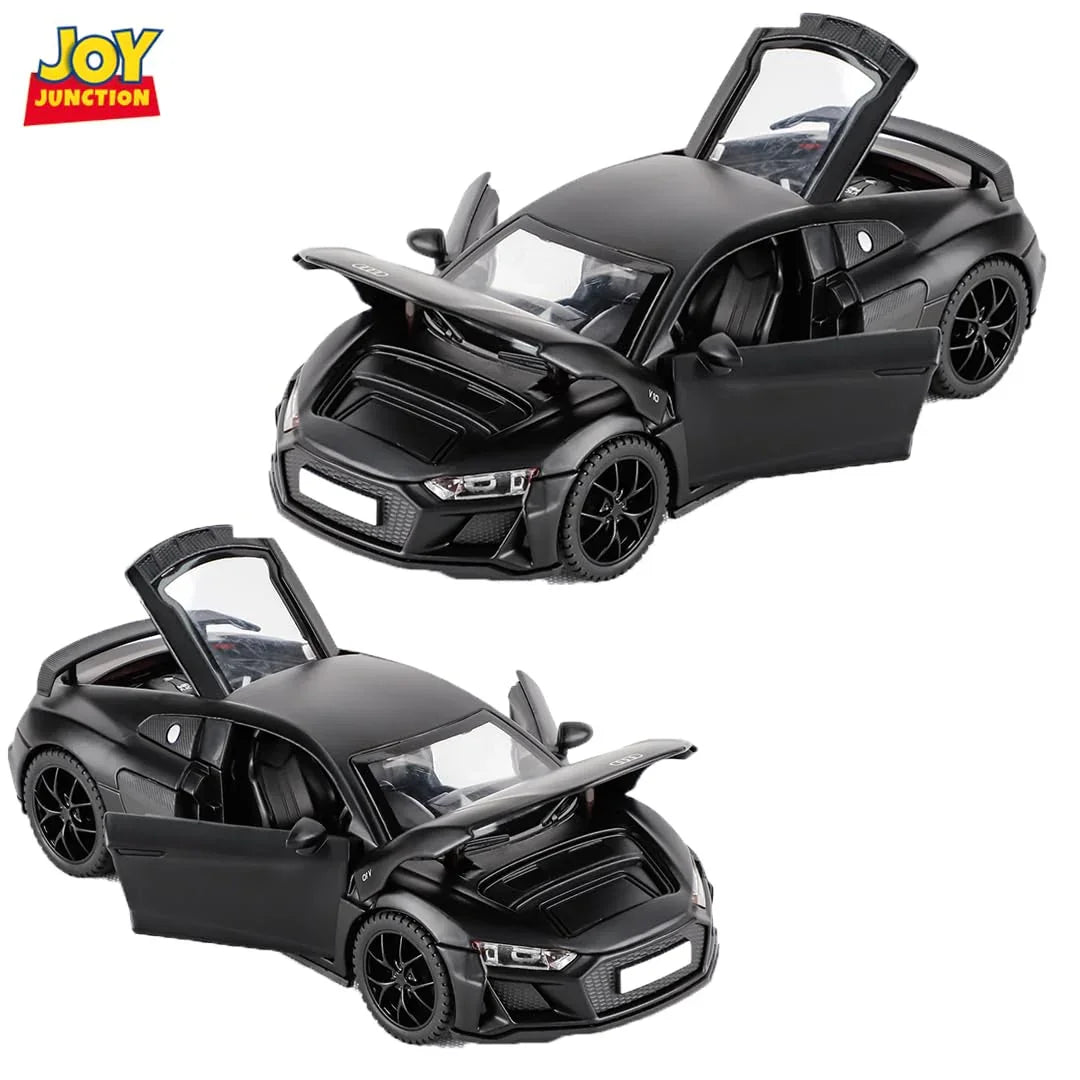 JOY JUNCTION Audi 1:32 Scale Alloy Metal Pullback Die-Cast Car – Black Model with Lights, Music & Openable Doors - Jaiman Toys