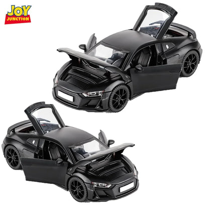 JOY JUNCTION Audi 1:32 Scale Alloy Metal Pullback Die-Cast Car – Black Model with Lights, Music & Openable Doors - Jaiman Toys