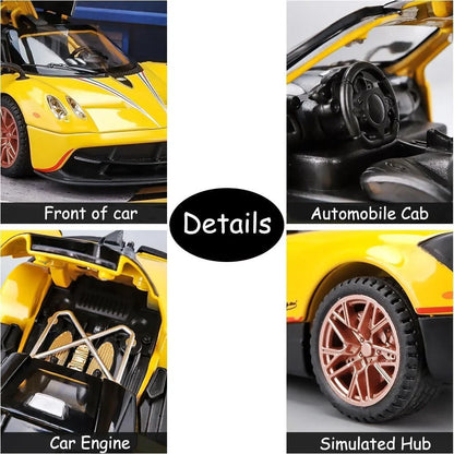 JOY JUNCTION Pagani Chinese Dragon 1:32 Scale Alloy Metal Pullback Die-Cast Car – Blue with Lights, Music & Openable Doors - Jaiman Toys