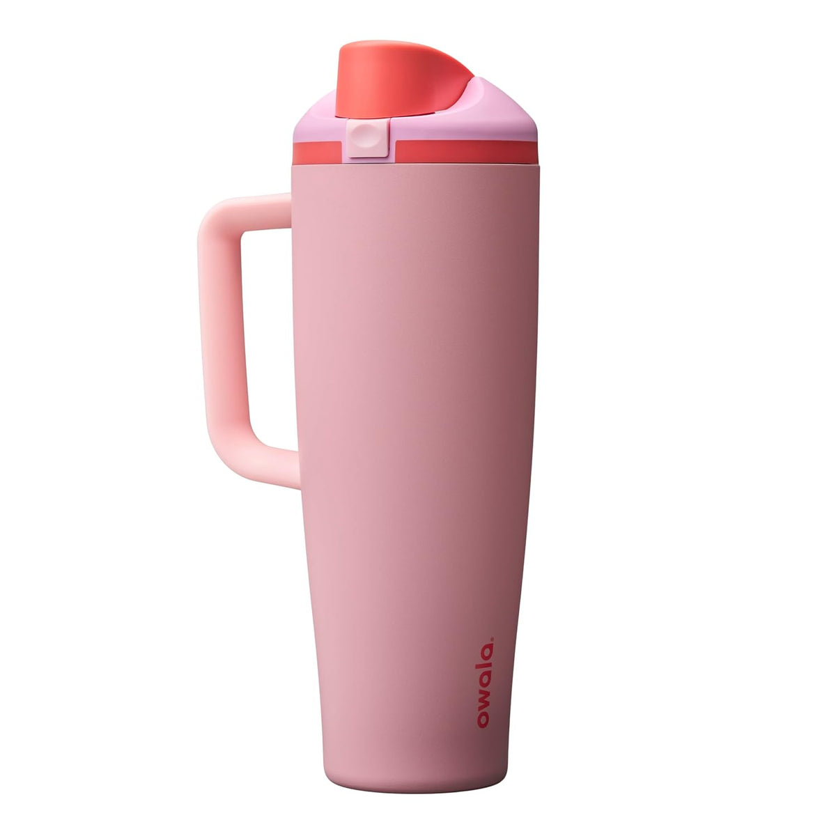 Owala FreeSip 40 oz (1183 ml) Insulated Stainless Steel Tumbler with Built-In Straw, Side Handle and Leakproof Push-Button Lid – Pink & Purple