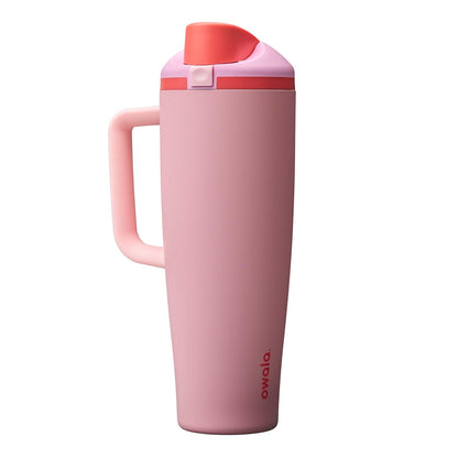 Owala FreeSip 40 oz (1183 ml) Insulated Stainless Steel Tumbler with Built-In Straw, Side Handle and Leakproof Push-Button Lid – Pink & Purple
