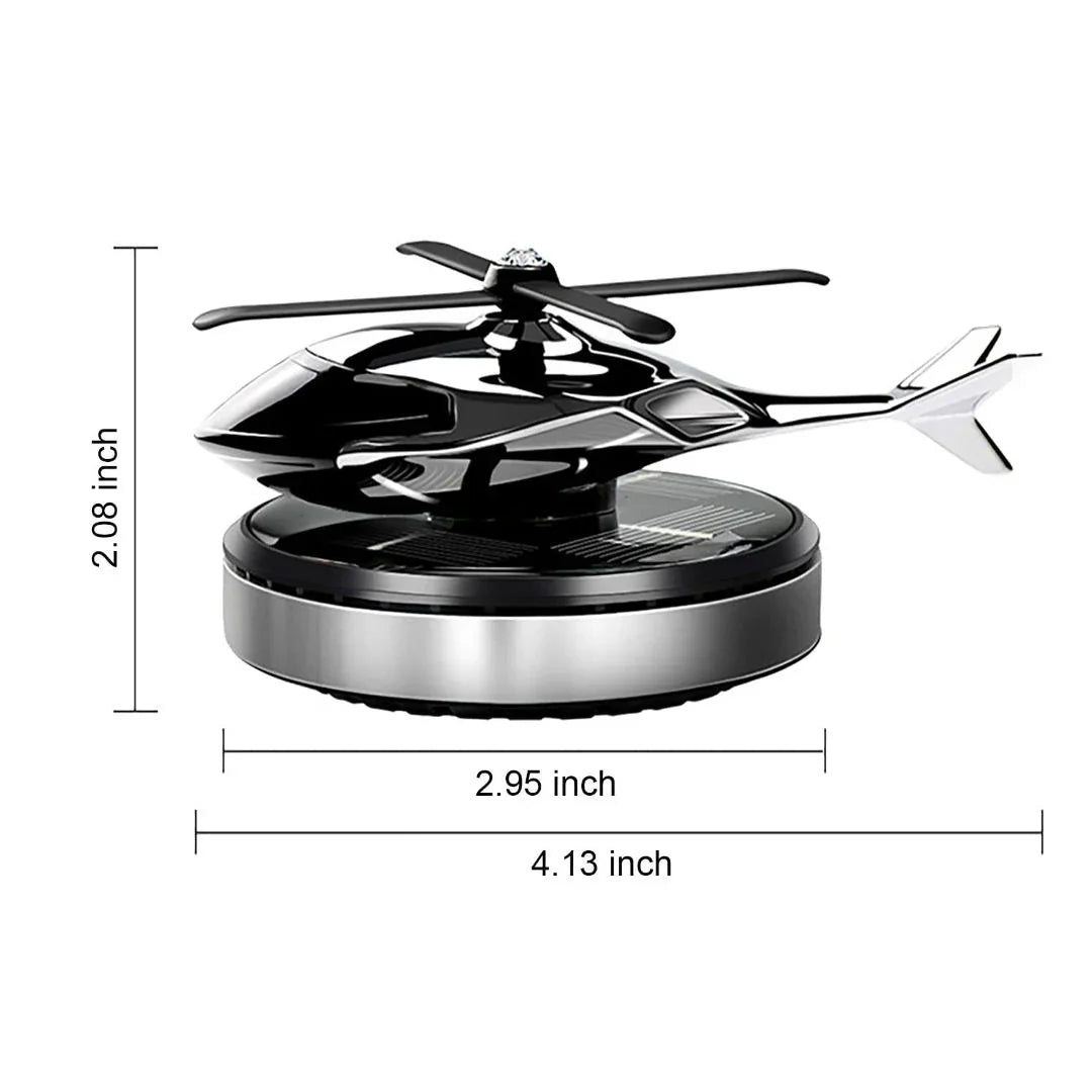 Solar Car Air Freshener – Creative Helicopter Design Aromatherapy Perfume Diffuser for Car Dashboard (Silver)