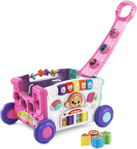 VTech Sort & Discover Activity Wagon Pink | Interactive Pull-Along Learning Walker & Shape Sorting Toy for Toddlers