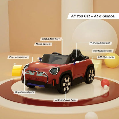 EMotorad Formula Fun MINI Cooper Aceman Ride-On Car for Kids – Battery Operated with Remote Control