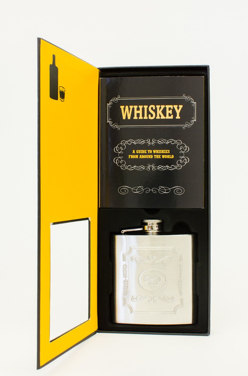 Whisky Connoisseur Collection Gift Book with Stainless Steel Hip Flask | Premium Novelty Liquor Gift Set | Elegant Bar Accessory for Whisky Lovers
