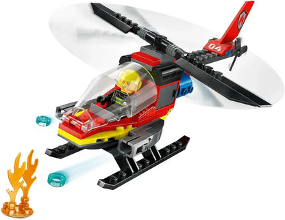 LEGO City 60411 Fire Rescue Helicopter Toy for 5 Plus Year Old Boys & Girls, Vehicle Building Set with Firefighter Pilot Minifigure, Imaginative Play Gift for Kids