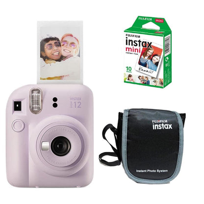 Fujifilm Instax Mini 12 Instant Camera + 10 Film Shots + Carrying Case - Lilac Purple, Mini 12